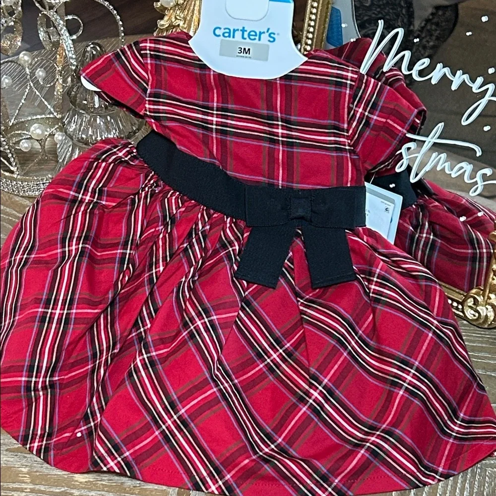 NWT! Baby Girl Carter's Red & Black Plaid Baby Holiday Dress